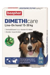 Beaphar Dimethicare Line-on Hond Tegen Vlooien En Teken-15-30 KG 6 PIP 3 ML
