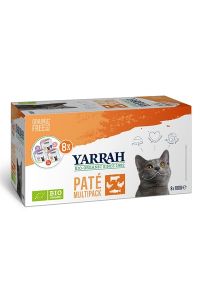 Yarrah Organic Kat Multipack Pate Zalm / Kalkoen / Rund-8X100 GR
