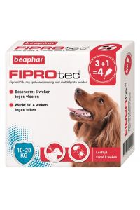 Beaphar Fiprotec Hond Tegen Teken En Vlooien-10-20 KG 3+1 PIP