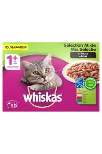 Whiskas Multipack Pouch Adult Mix Selectie Vlees / Vis In Saus-12X100 GR