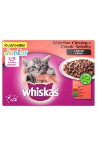 Whiskas Multipack Pouch Junior Classic Selectie Vlees In Saus-12X100 GR