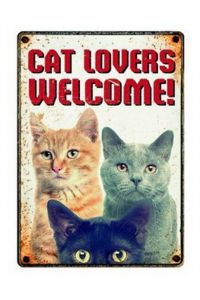 Plenty Gifts Waakbord Blik Cat Lovers Welcome-15X21 CM