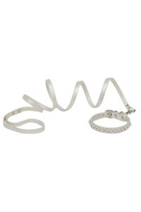 Croci Hondenriem Met Halsband Pearls Parels Wit-17-22X1 CM / 120X1 CM