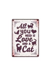 Plenty Gifts Waakbord Blik All You Need Is Love And A Cat-21X15 CM