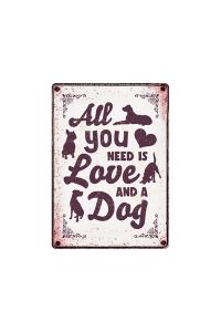 Plenty Gifts Waakbord Blik All You Need Is Love And A Dog-21X15 CM