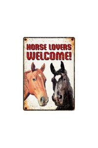 Plenty Gifts Waakbord Blik Horse Lovers Welcome-21X15 CM