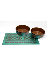 Tarhong Good Dog Set 2 Voerbakken Print Turquoise / Placemat-18 CM 1890 ML / 49X29 CM