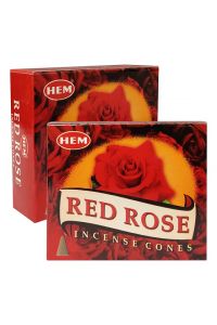 Hem Red Rose Kegelwierook 12 doosjes x 10 Kegels