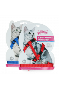 Pawise Kitten Harness Leash-Red/Blue M