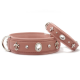 Leren hondenhalsband Princess oudroze met strass steentjes-60 cm